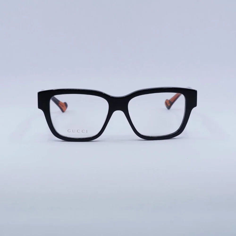 🕶️ New Gucci GG1428O 006 Eyeglasses - Black With Orange Havana Frame